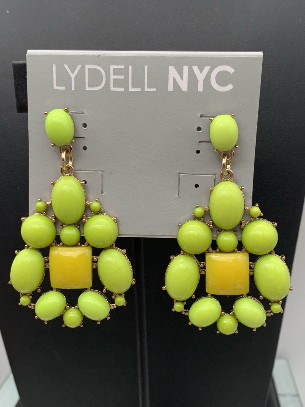 Lydell NYC Lime Green Statement Drop pierced Earrings
